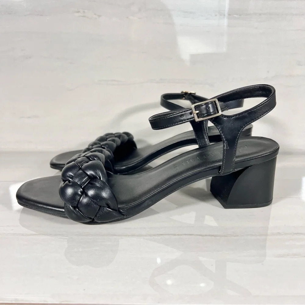 Anne Klein Mirabel Womens Faux Leather Open Toe Block Heel Black Size 8 - Picture 4 of 8